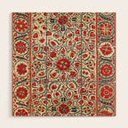 Bokhara Suzani Uzbekistan Colorful Embroidery Print Wood Wall Art Gallery Image 1