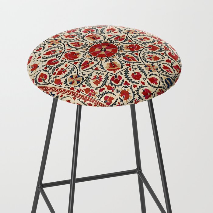 Bokhara Suzani Uzbekistan Colorful Embroidery Print Stool Gallery Image 2