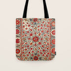 Bokhara Suzani Uzbekistan Colorful Embroidery Print Tote Bag Gallery Image 1