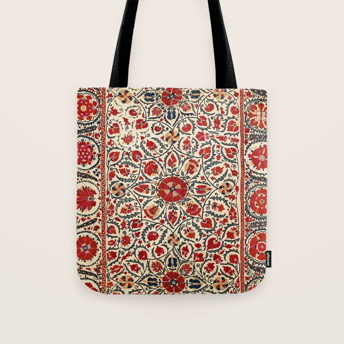 Bokhara Suzani Uzbekistan Colorful Embroidery Print Tote Bag Gallery Image 1