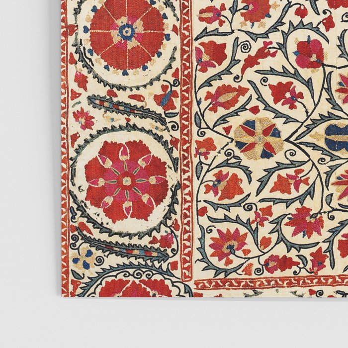 Bokhara Suzani Uzbekistan Colorful Embroidery Print Poster Gallery Image 3