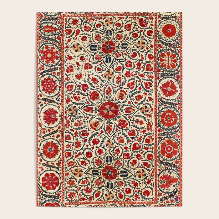 Bokhara Suzani Uzbekistan Colorful Embroidery Print Poster Gallery Image 1