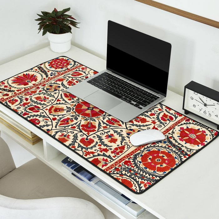 Bokhara Suzani Uzbekistan Colorful Embroidery Print Desk Mat Gallery Image 2