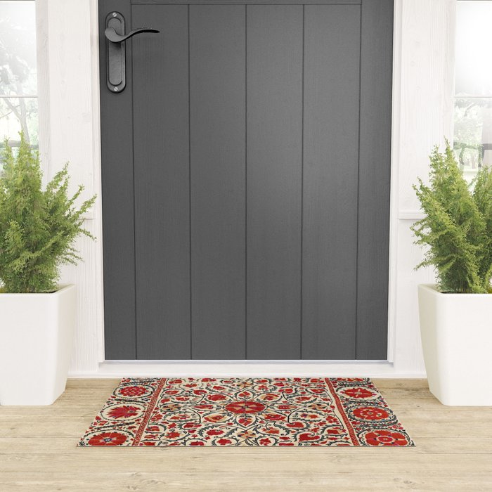 Bokhara Suzani Uzbekistan Colorful Embroidery Print Welcome Mat Gallery Image 3
