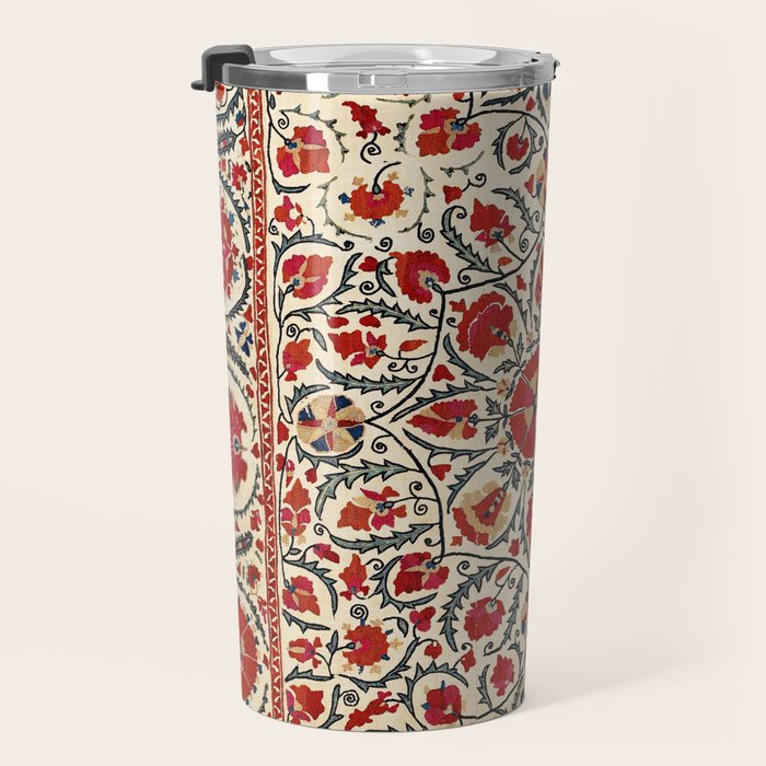 Bokhara Suzani Uzbekistan Colorful Embroidery Print Travel Mug Gallery Image 3