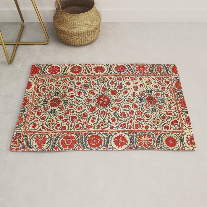 Bokhara Suzani Uzbekistan Colorful Embroidery Print Rug Gallery Image 1