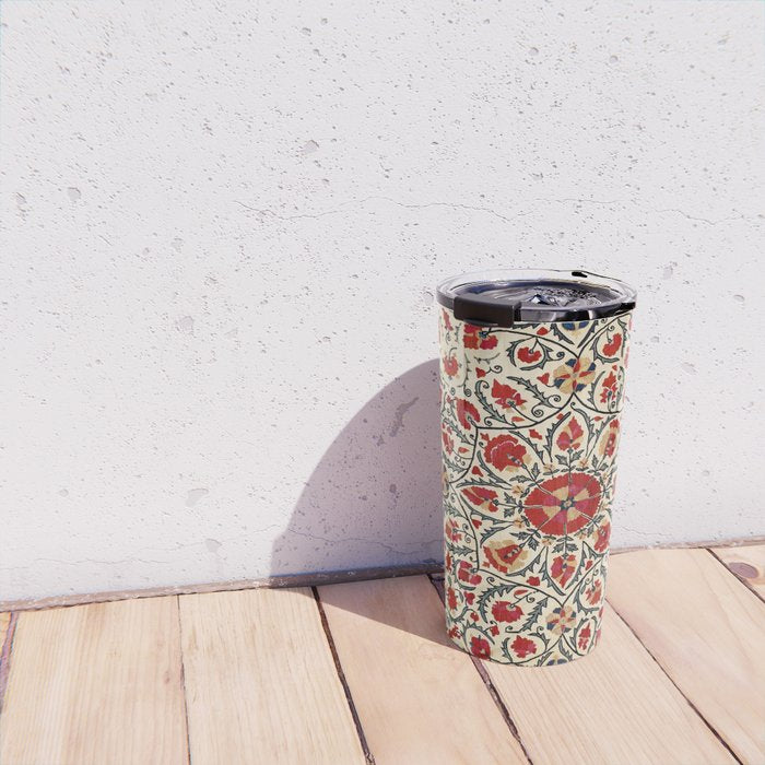 Bokhara Suzani Uzbekistan Colorful Embroidery Print Travel Mug Gallery Image 4