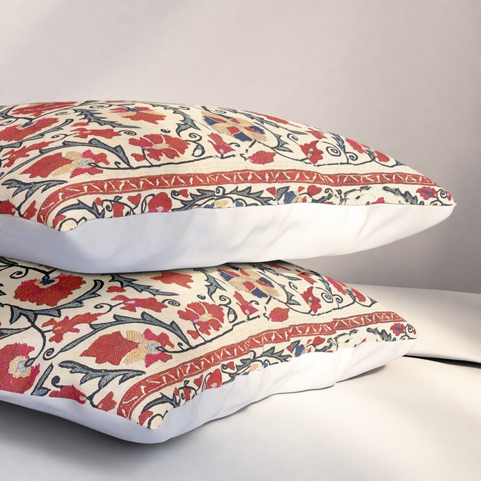 Bokhara Suzani Uzbekistan Colorful Embroidery Print Pillow Sham Gallery Image 3
