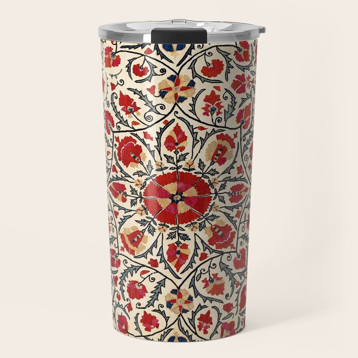 Bokhara Suzani Uzbekistan Colorful Embroidery Print Travel Mug Gallery Image 1