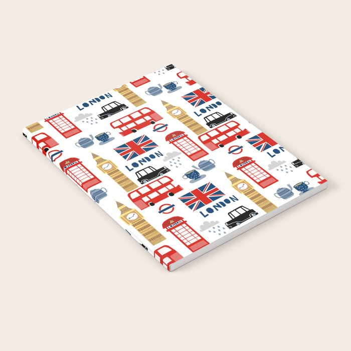 London travel pattern cute england print for nursery kids room boys or girls decor Notebook Gallery Image 2