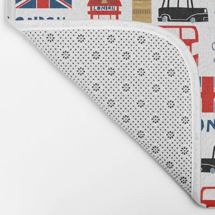 London travel pattern cute england print for nursery kids room boys or girls decor Bath Mat Gallery Image 2