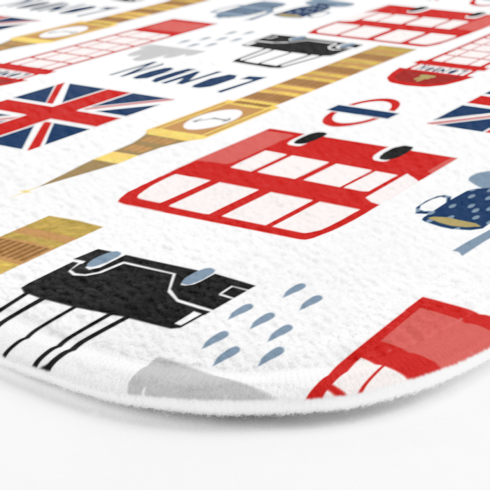 London travel pattern cute england print for nursery kids room boys or girls decor Bath Mat Gallery Image 3