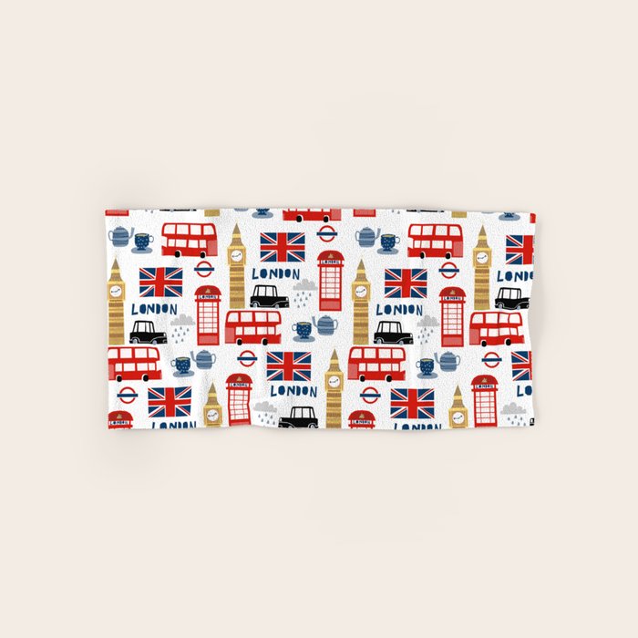 London travel pattern cute england print for nursery kids room boys or girls decor Towels Gallery Image 1