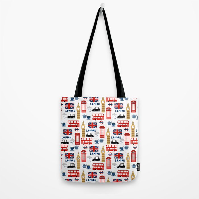 London travel pattern cute england print for nursery kids room boys or girls decor Tote Bag Gallery Image 2