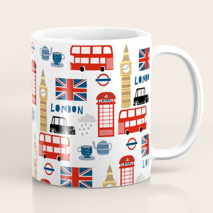 London travel pattern cute england print for nursery kids room boys or girls decor Coffee Mug Gallery Image 1