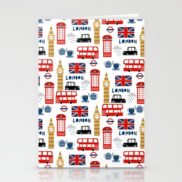London travel pattern cute england print for nursery kids room boys or girls decor Stationery Card Gallery Image 2