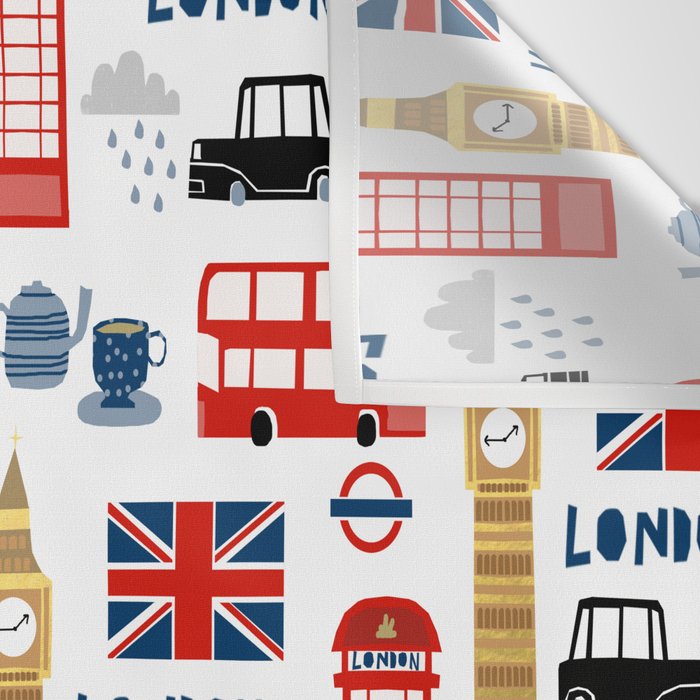 London travel pattern cute england print for nursery kids room boys or girls decor Wall Tapestry Gallery Image 3