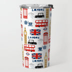 London travel pattern cute england print for nursery kids room boys or girls decor Travel Mug Gallery Image 2