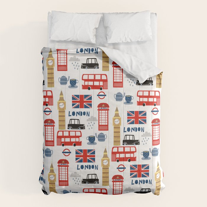 London travel pattern cute england print for nursery kids room boys or girls decor Comforter Gallery Image 6