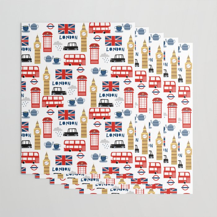 London travel pattern cute england print for nursery kids room boys or girls decor Wrapping Paper Gallery Image 3