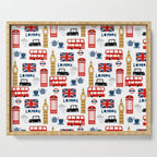 London travel pattern cute england print for nursery kids room boys or girls decor Serving Tray Gallery Image 1