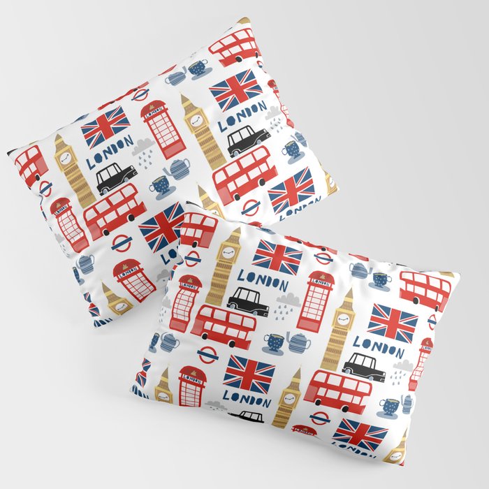 London travel pattern cute england print for nursery kids room boys or girls decor Pillow Sham Gallery Image 3