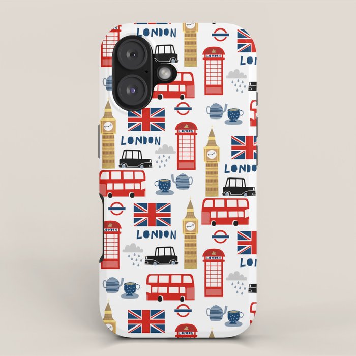 London travel pattern cute england print for nursery kids room boys or girls decor iPhone Case Gallery Image 1