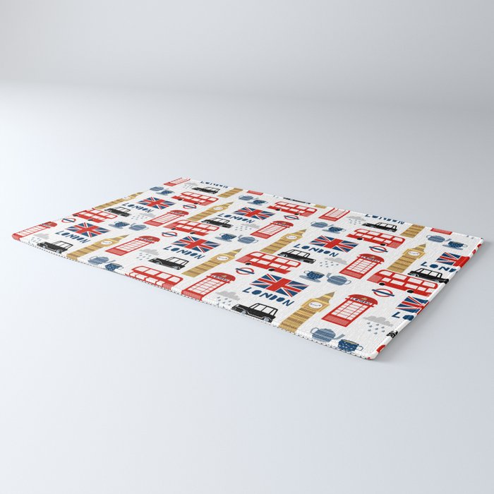 London travel pattern cute england print for nursery kids room boys or girls decor Rug Gallery Image 3