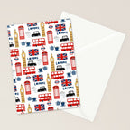 London travel pattern cute england print for nursery kids room boys or girls decor Stationery Card Gallery Image 2