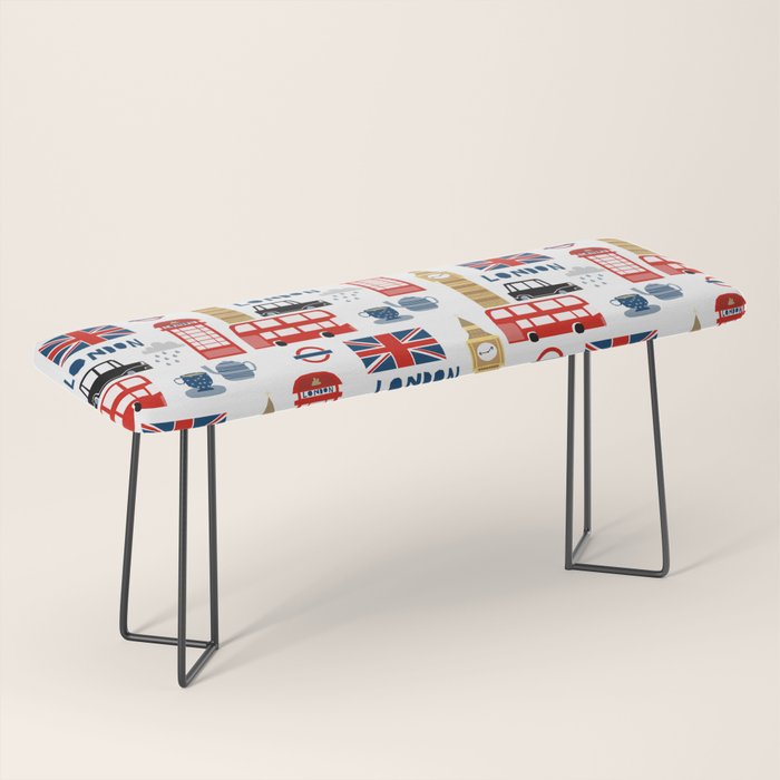 London travel pattern cute england print for nursery kids room boys or girls decor Bench Gallery Image 1