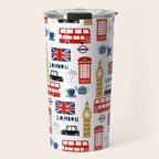 London travel pattern cute england print for nursery kids room boys or girls decor Travel Mug Gallery Image 1