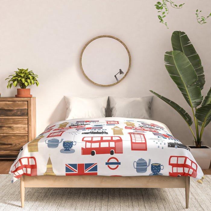 London travel pattern cute england print for nursery kids room boys or girls decor Comforter Gallery Image 3