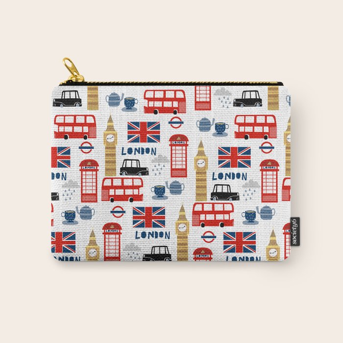 London travel pattern cute england print for nursery kids room boys or girls decor Carry All Pouch Gallery Image 1