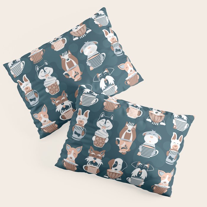 Doggie Coffee and Tea Time II Pillow Sham Gallery Image 3