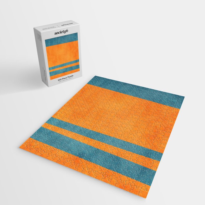 Teal Orange Minimalist Rich Texture Artwork Jigsaw Puzzle Gallery Image 2