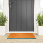 Teal Orange Minimalist Rich Texture Artwork Welcome Mat Gallery Image 3