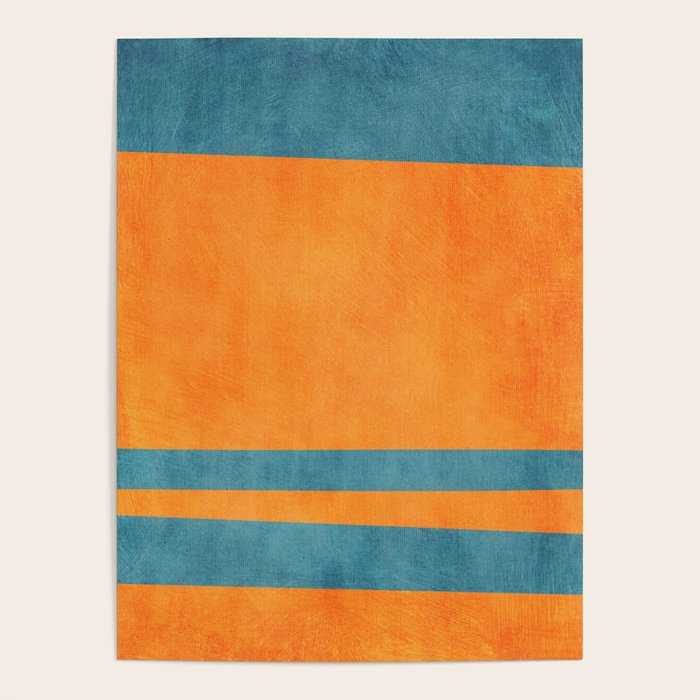 Teal Orange Minimalist Rich Texture Artwork Poster Gallery Image 1