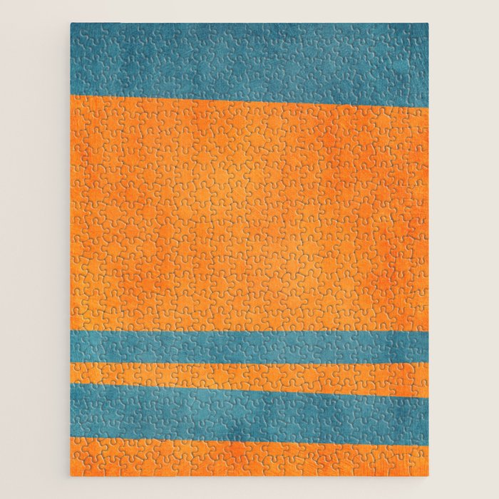 Teal Orange Minimalist Rich Texture Artwork Jigsaw Puzzle Gallery Image 1
