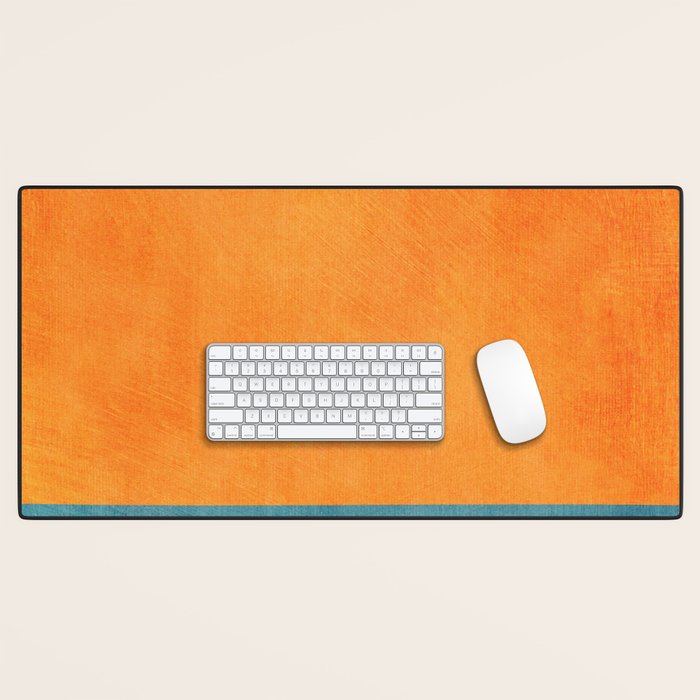 Teal Orange Minimalist Rich Texture Artwork Desk Mat Gallery Image 1