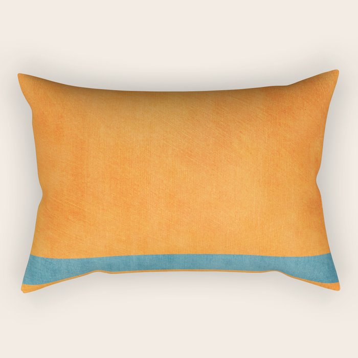 Teal Orange Minimalist Rich Texture Artwork Rectangular Pillow Gallery Image 2