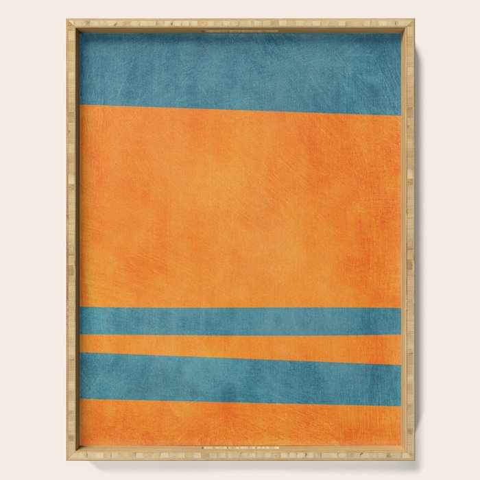 Teal Orange Minimalist Rich Texture Artwork Serving Tray Gallery Image 1