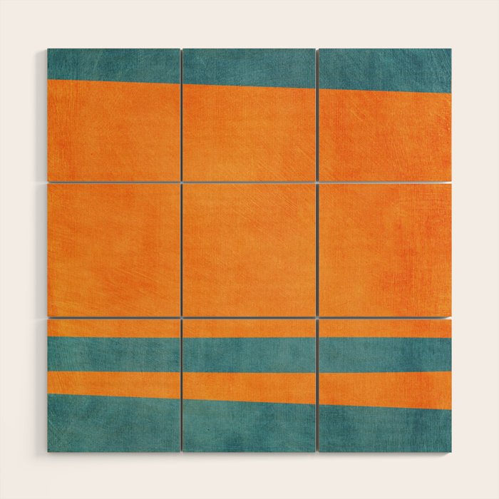 Teal Orange Minimalist Rich Texture Artwork Wood Wall Art Gallery Image 1