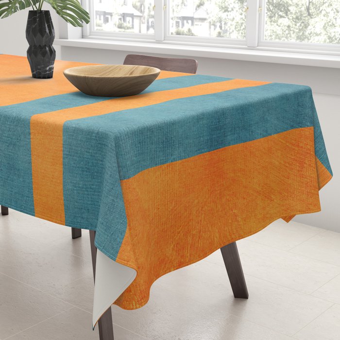 Teal Orange Minimalist Rich Texture Artwork Tablecloth Gallery Image 3