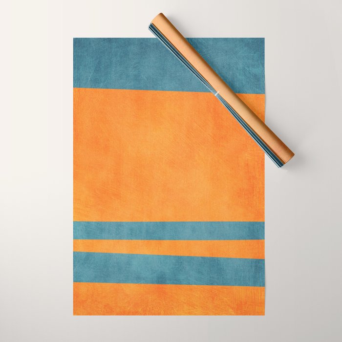 Teal Orange Minimalist Rich Texture Artwork Wrapping Paper Gallery Image 1