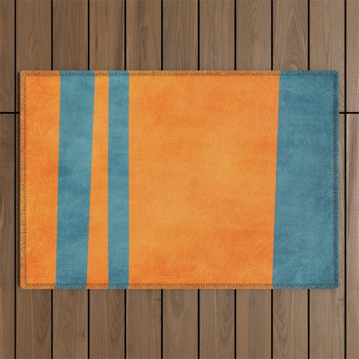 Teal Orange Minimalist Rich Texture Artwork Outdoor Rug Gallery Image 1