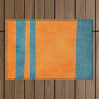Teal Orange Minimalist Rich Texture Artwork Outdoor Rug Gallery Image 1