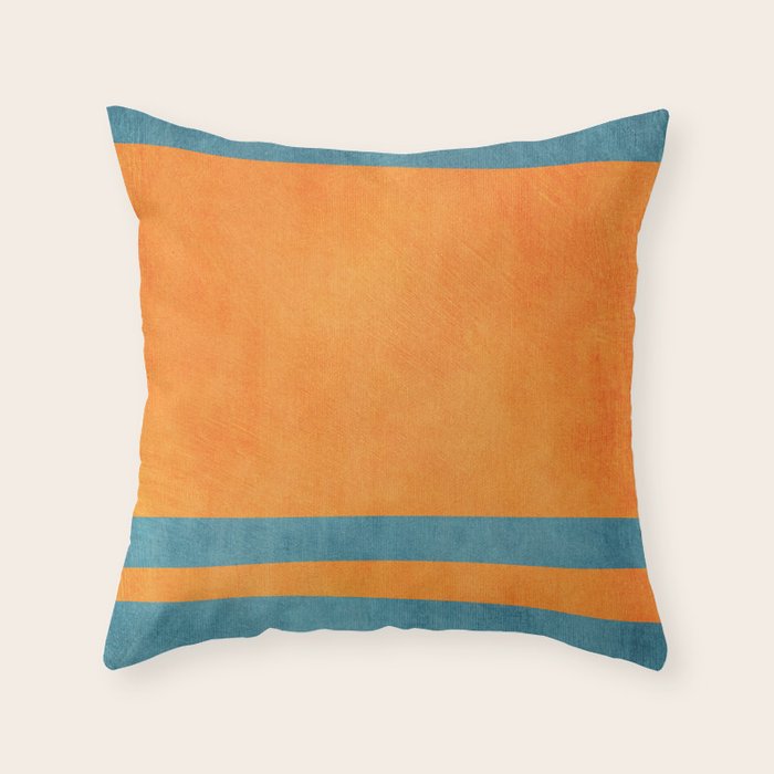 Teal Orange Minimalist Rich Texture Artwork Throw Pillow Gallery Image 6