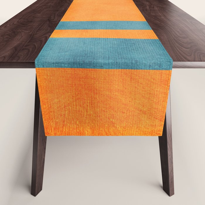 Teal Orange Minimalist Rich Texture Artwork Table Runner Gallery Image 1
