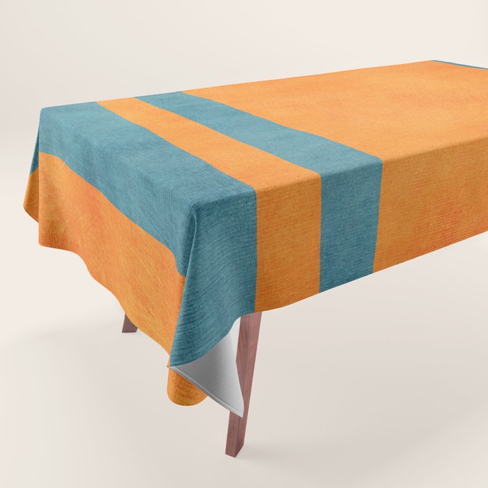 Teal Orange Minimalist Rich Texture Artwork Tablecloth Gallery Image 1