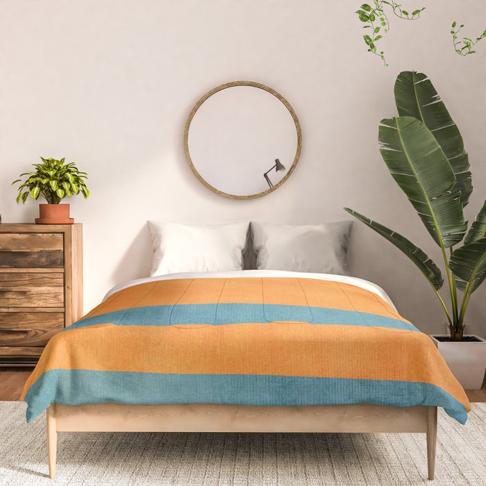 Teal Orange Minimalist Rich Texture Artwork Comforter Gallery Image 3